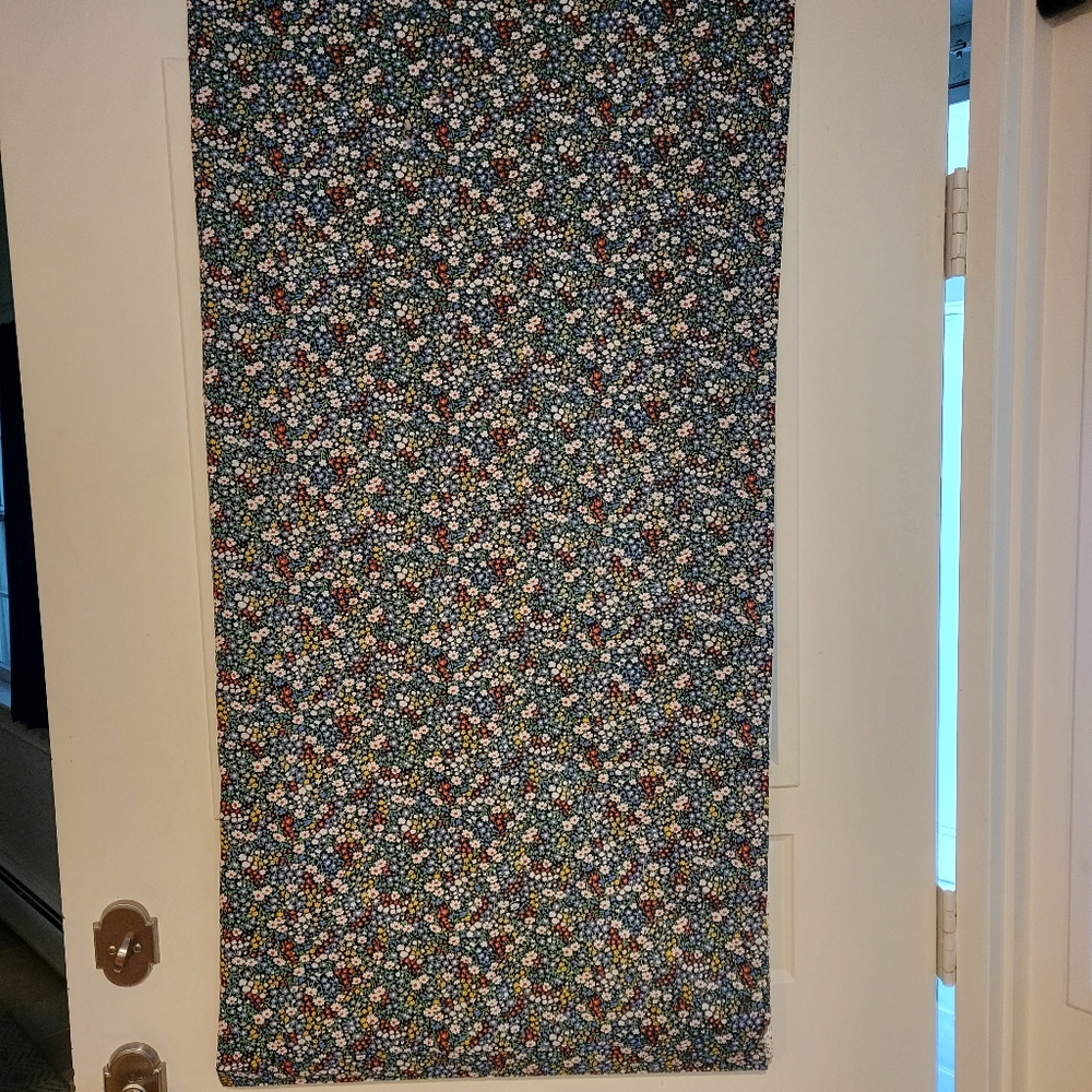 Vintage Fabric New Old Stock 3 yds x 45" Multicolor Floral   Black Background
